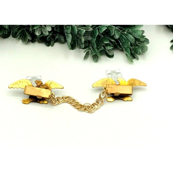 Vintage Gold-Tone Eagle Design Collar Chain Clip For Men & Women Patriotic State - Picture 8 of 8